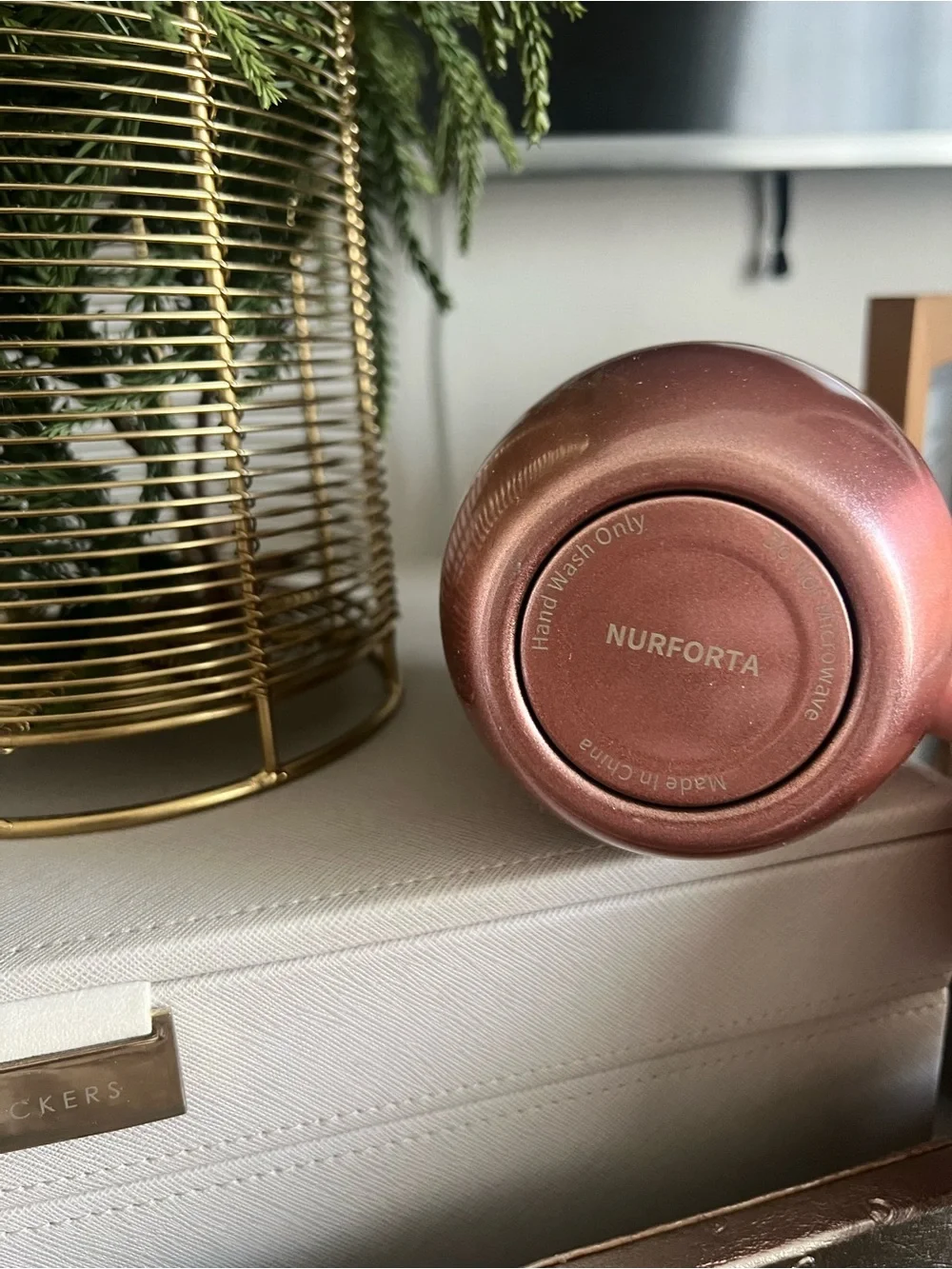 Insulated Rose Gold Tumbler with Straw and Motivational Script